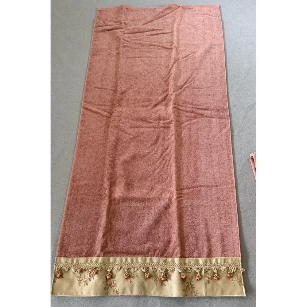VTG Avanti 6 Piece Pink Decorative Towel Set Floral Jacquard Tassel Fringe